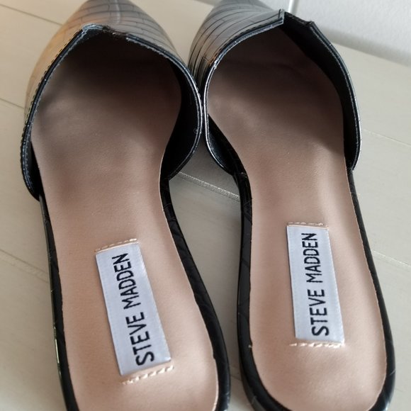Steve Madden Ally/Ally Pointed Toe Black Mules Slip ons Size 8M - Picture 2 of 5